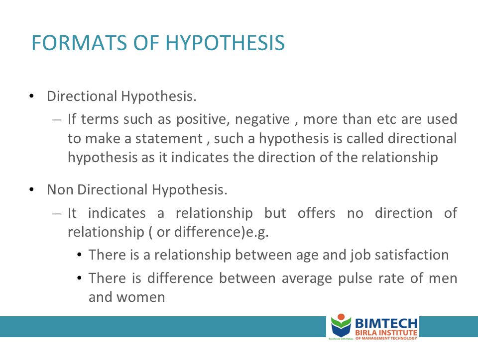 non directional hypothesis in your own words