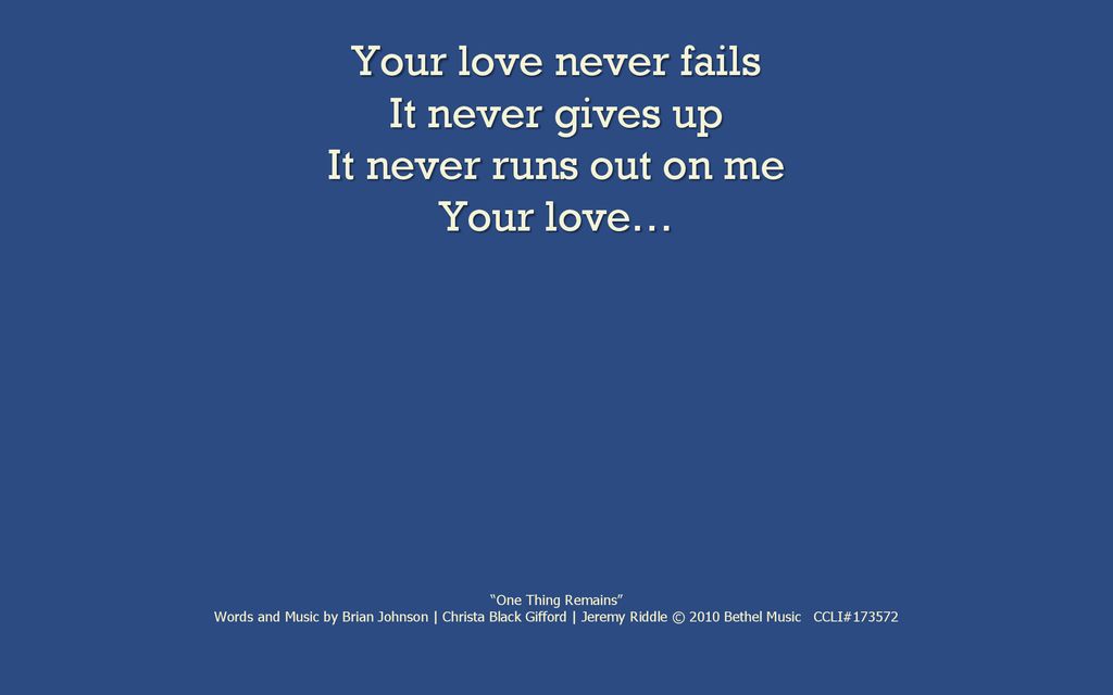 Your love never fails It never gives up It never runs out on me Your love…