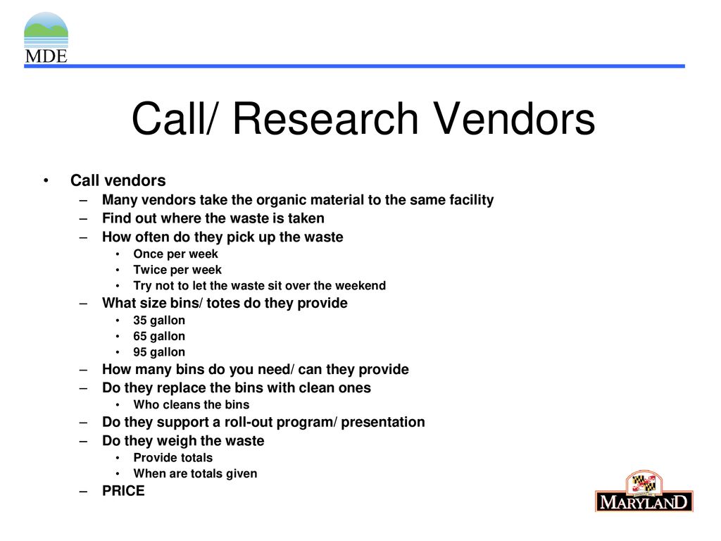 Call/ Research Vendors