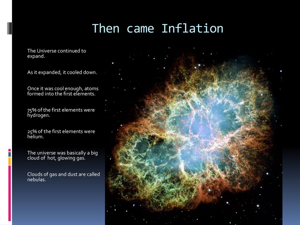 Then came Inflation The Universe continued to expand.