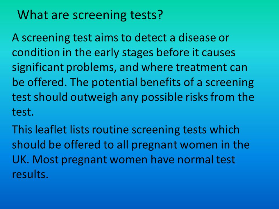 What are screening tests