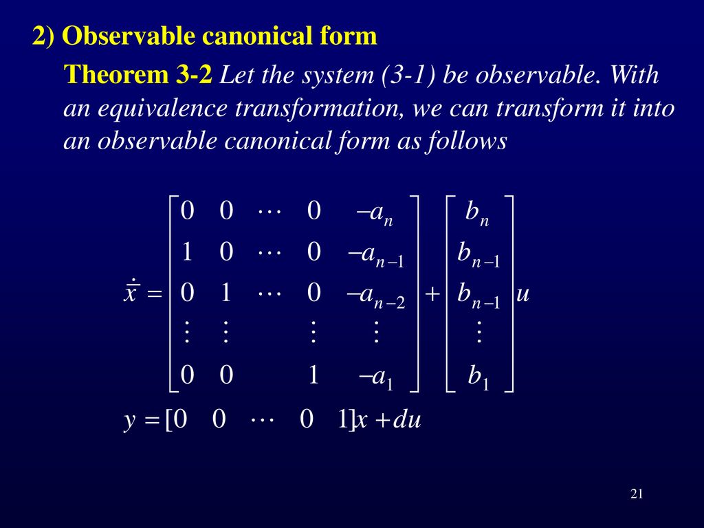 Chapter 3 Canonical Form and Irreducible Realization of Linear  Time-invariant Systems. - ppt download