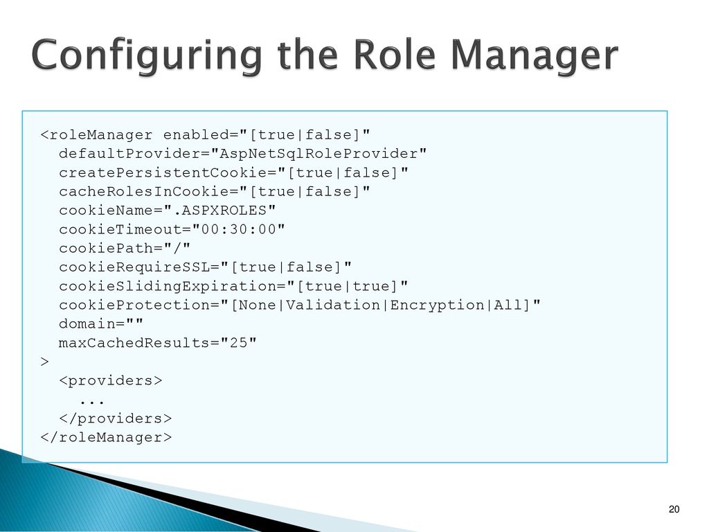 Configuring the Role Manager