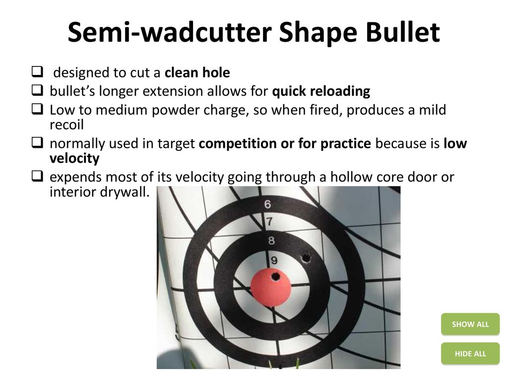 Semi-wadcutter Shape Bullet