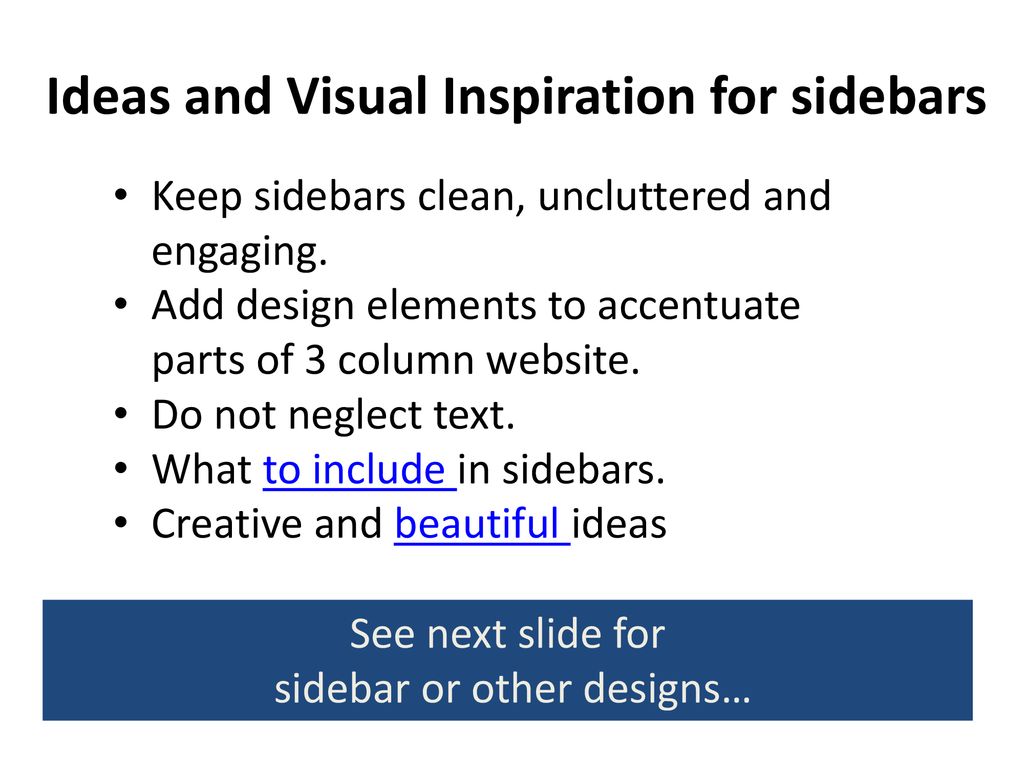 Ideas and Visual Inspiration for sidebars