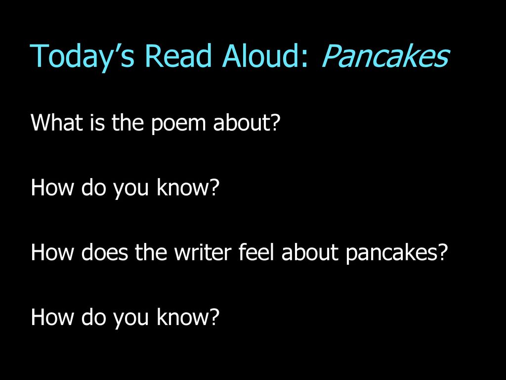 Today’s Read Aloud: Pancakes