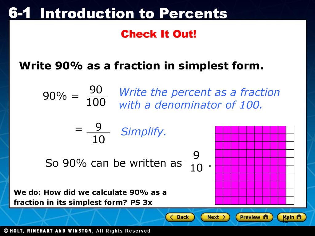 Learning Objective: Calculate given percentages of quantities and