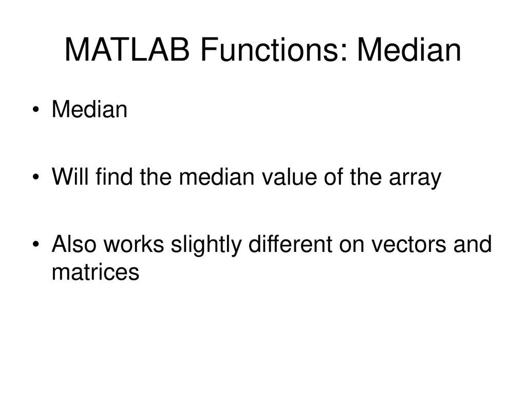 MATLAB Functions: Median