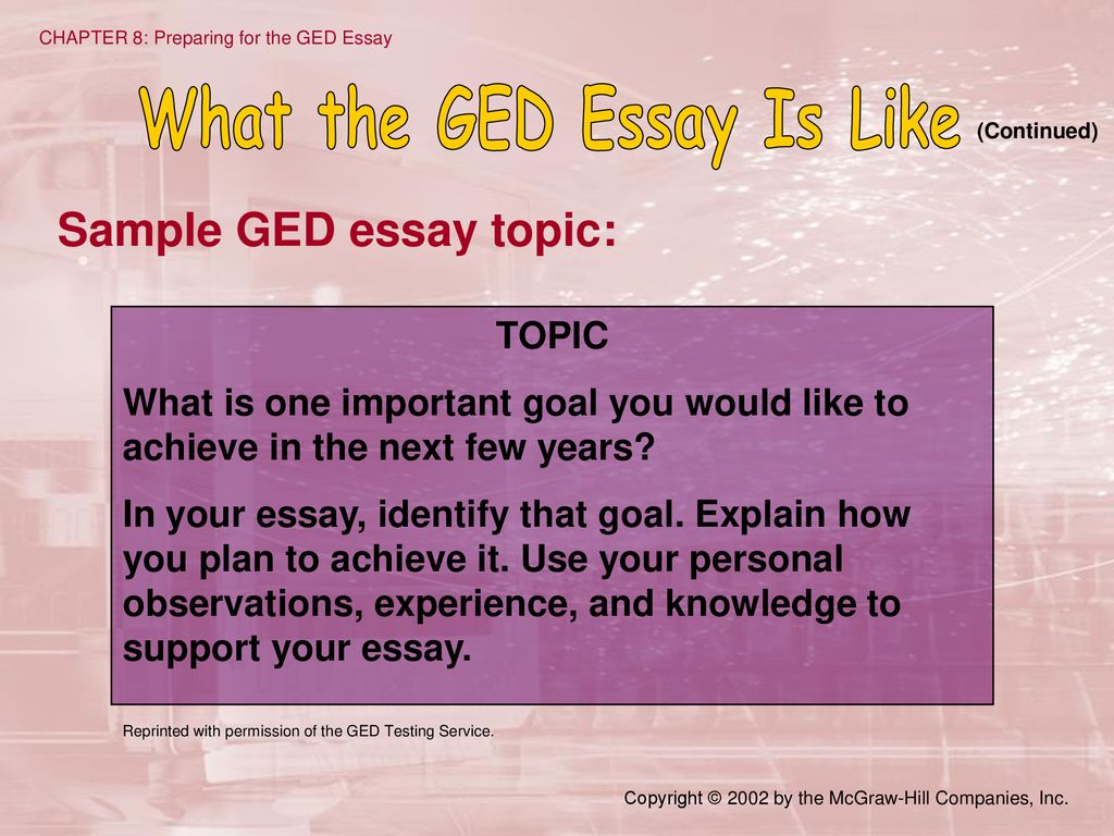 what is the ged essay