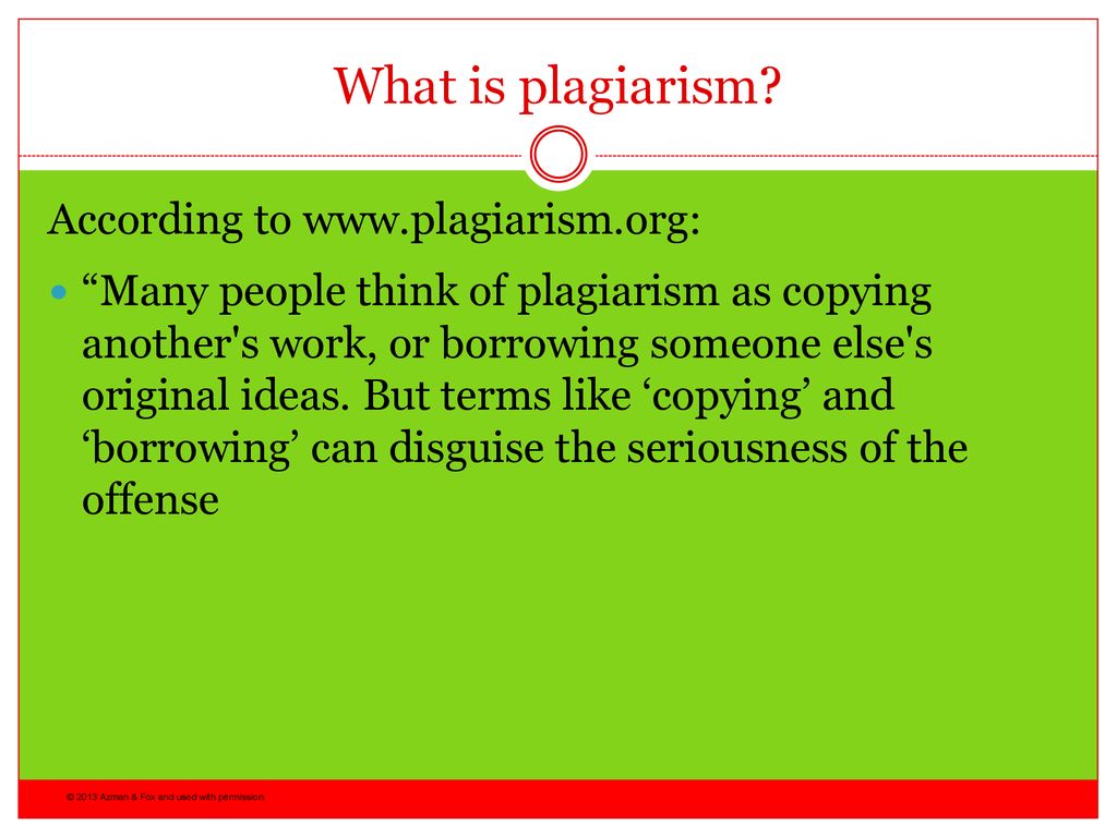 What is plagiarism According to