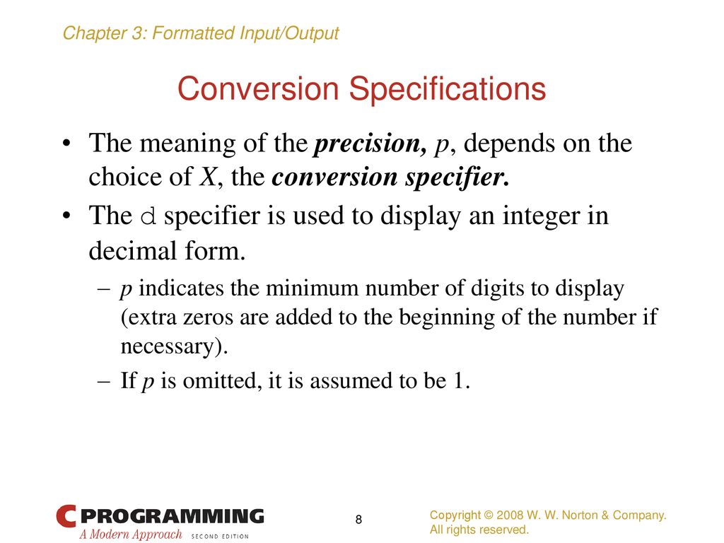 Conversion Specifications
