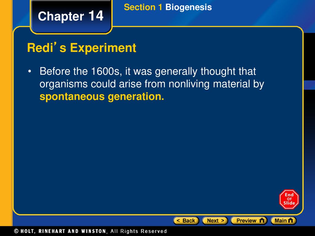 redi experiment support biogenesis