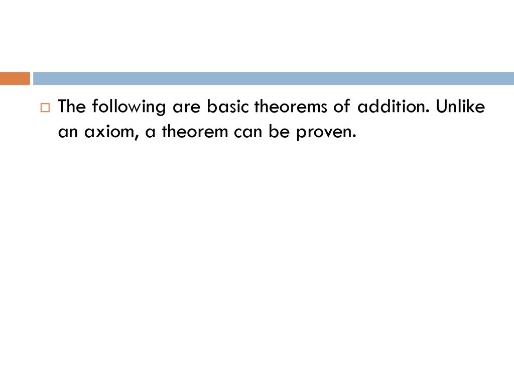 The following are basic theorems of addition