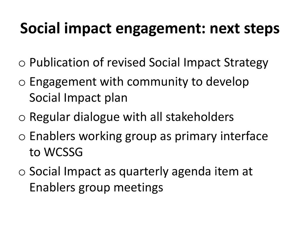 Social impact engagement: next steps