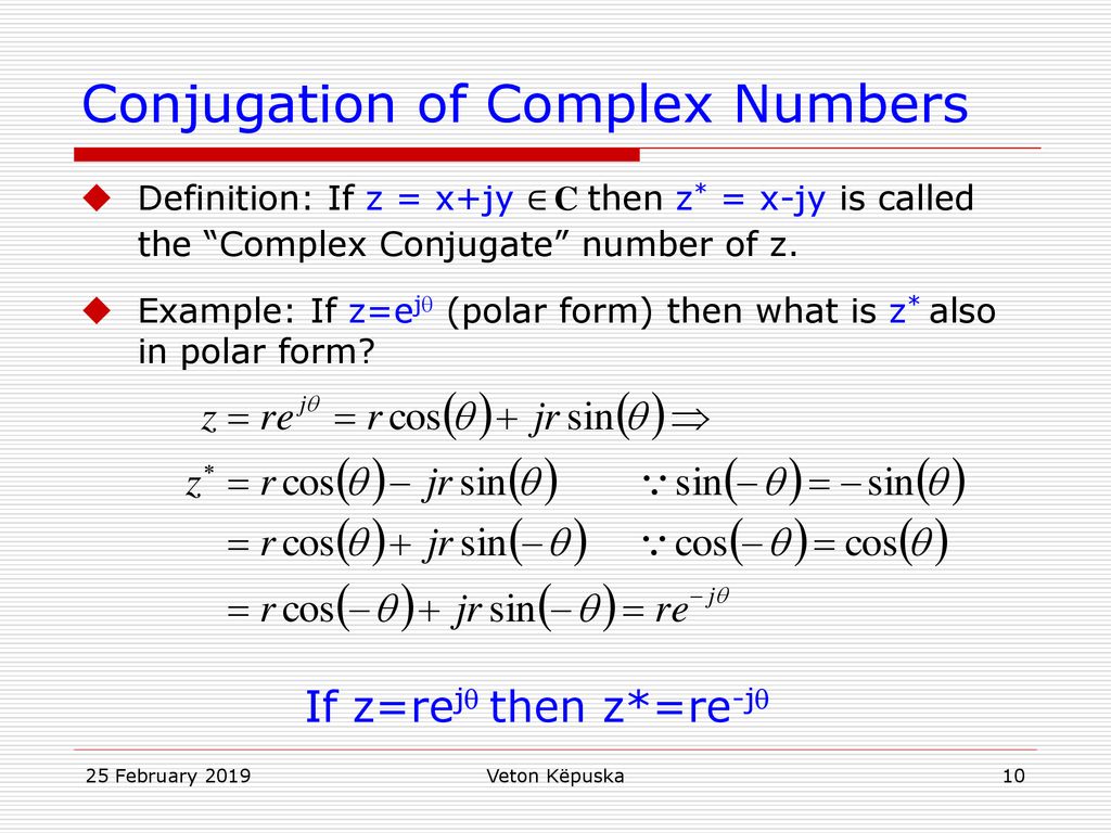 Conjugation of Complex Numbers.