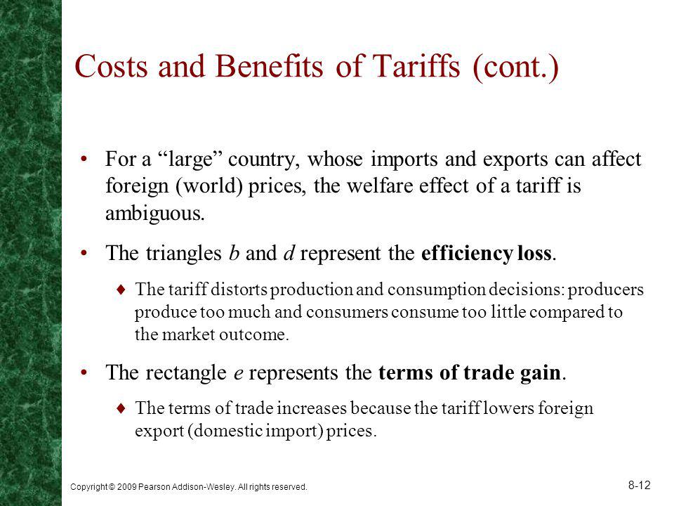 Costs and Benefits of Tariffs (cont.)