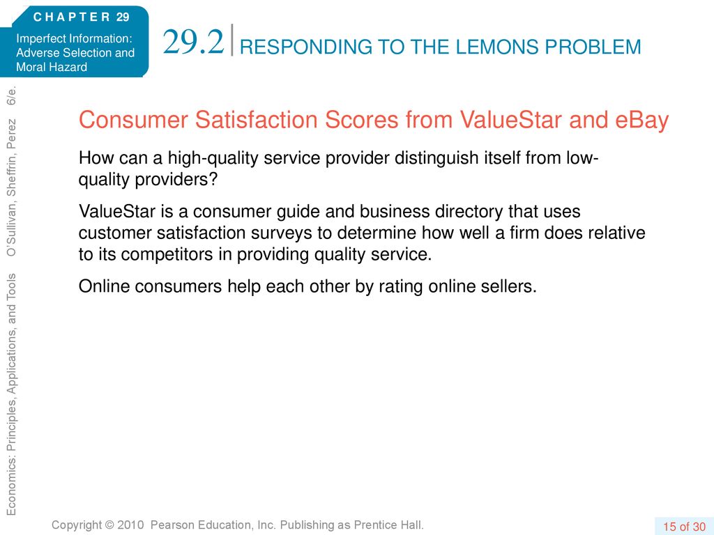 29.2 Consumer Satisfaction Scores from ValueStar and eBay