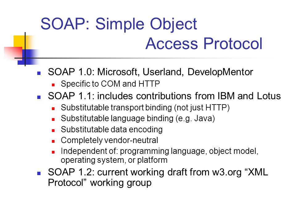 SOAP: Simple Object Access Protocol