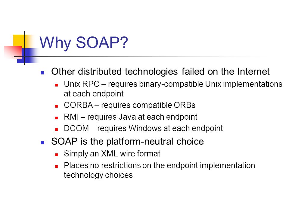 Why SOAP Other distributed technologies failed on the Internet