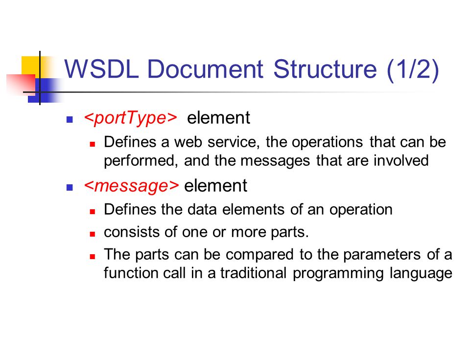 WSDL Document Structure (1/2)