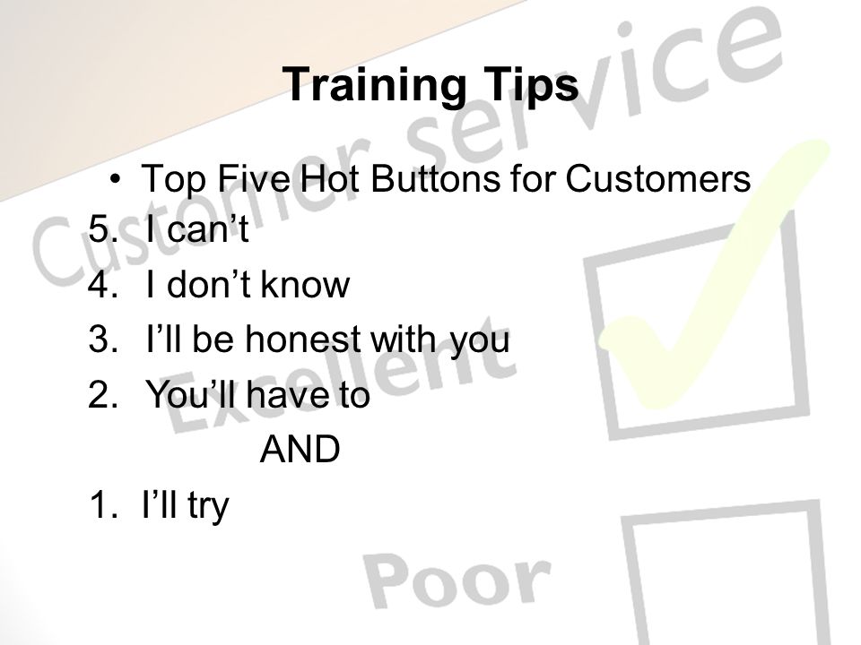 Top Five Hot Buttons for Customers