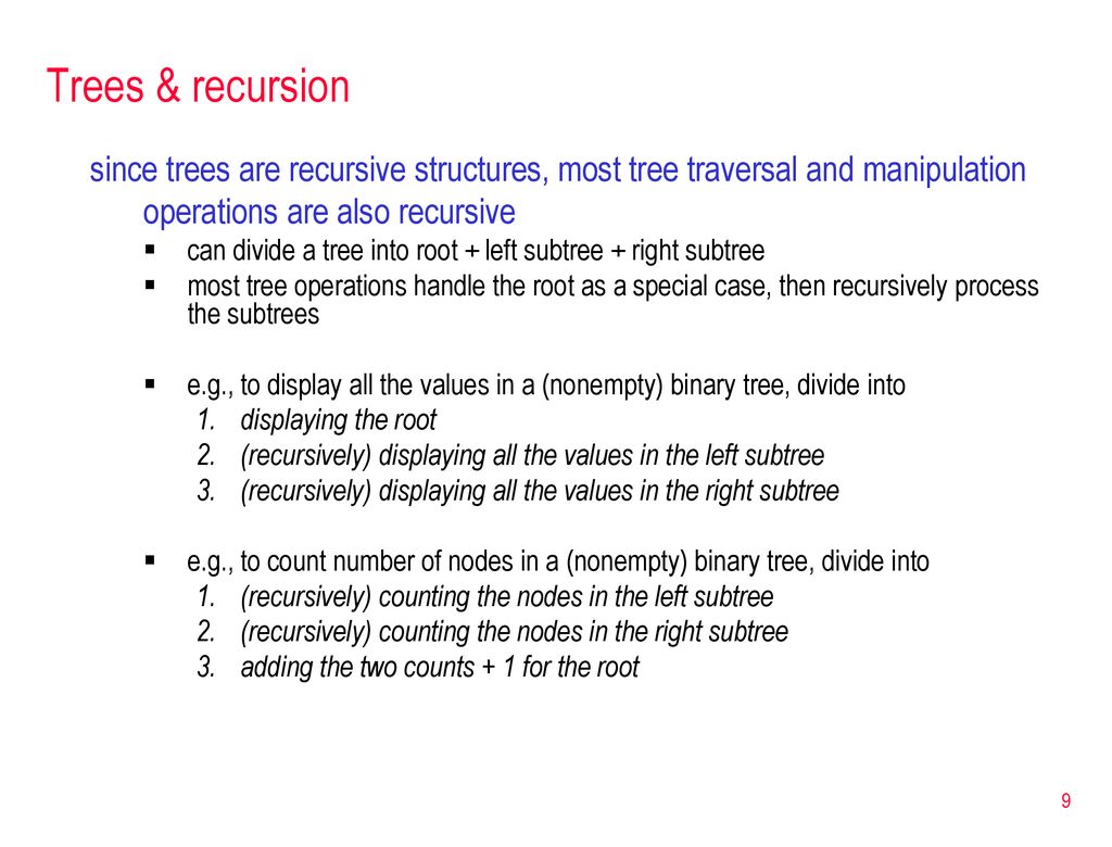 CSC 321: Data Structures Fall 2018 Trees & recursion - ppt download