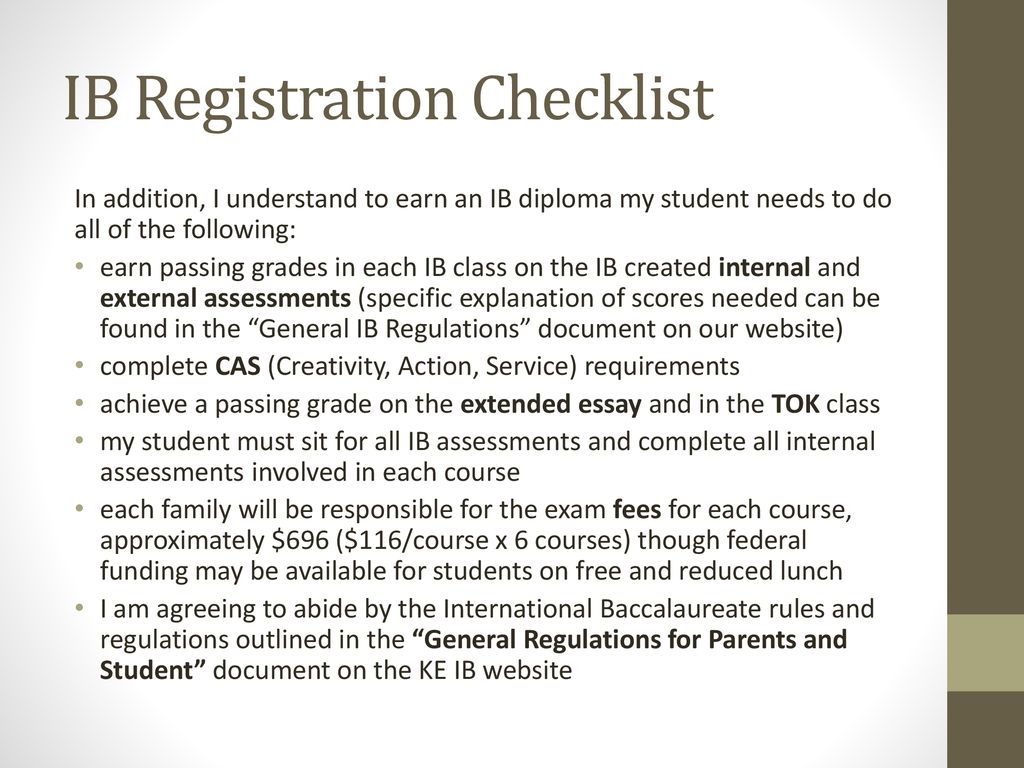 IB Registration Checklist