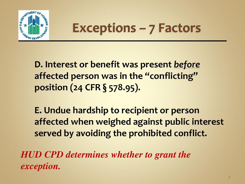 Conflicts of interest 24 cfr ppt download