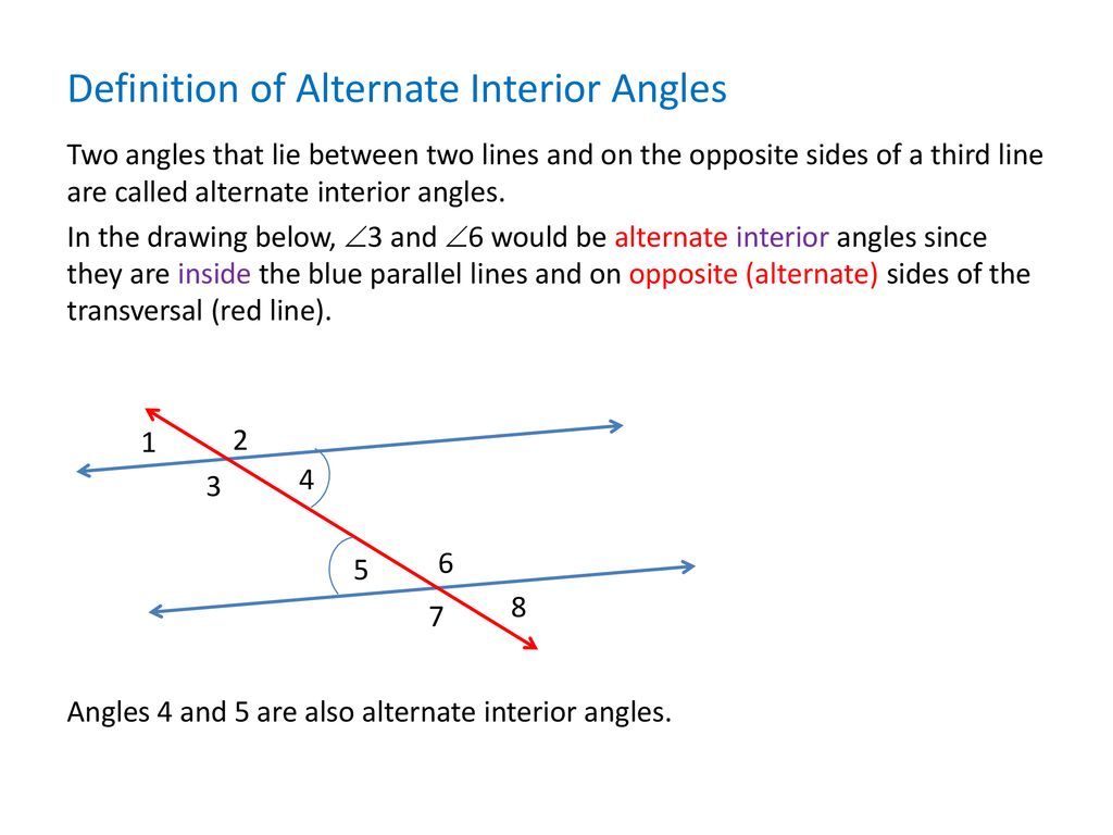 Alternate Interior Angles High School Geometry Ppt Download