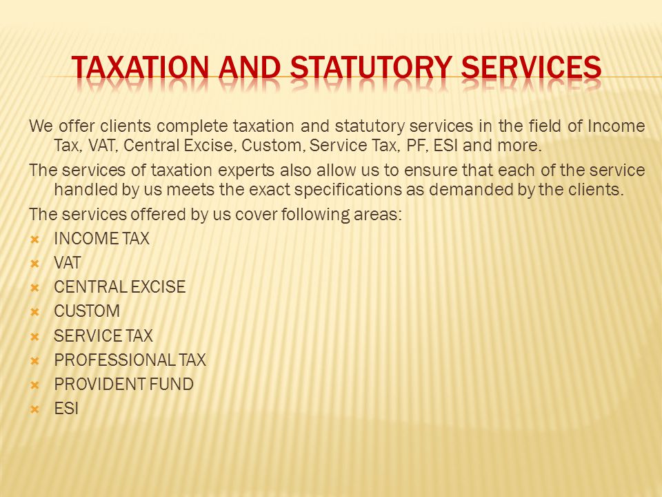 TAXATION AND STATUTORY SERVICES