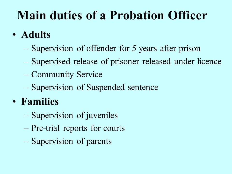 Main duties of a Probation Officer