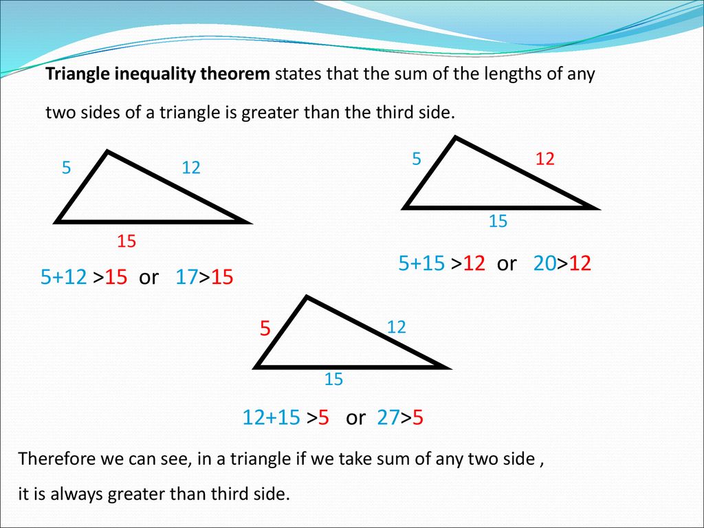 TRIANGLE INEQUALITY THEOREM - ppt download For Triangle Inequality Theorem Worksheet