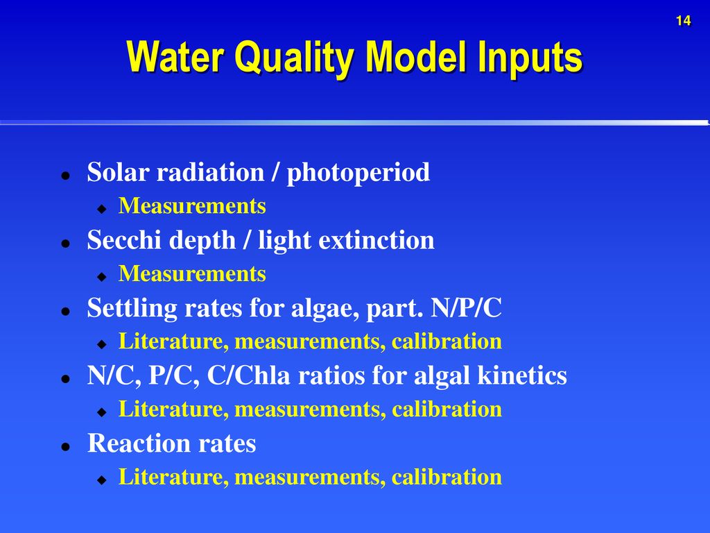 Water Quality Model Inputs