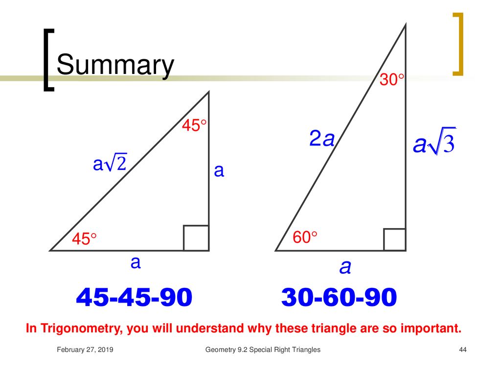 Geometry 9 2 Special Right Triangles Ppt Download