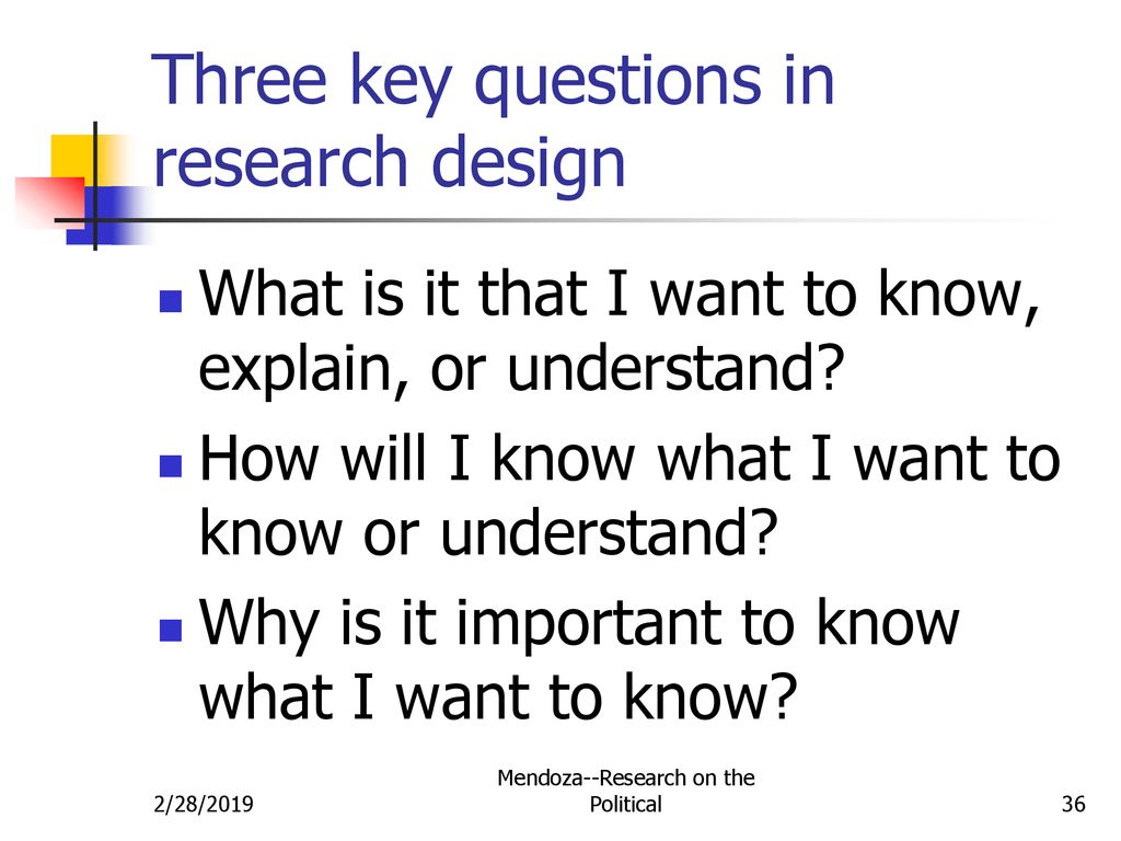 key questions asked by a research design