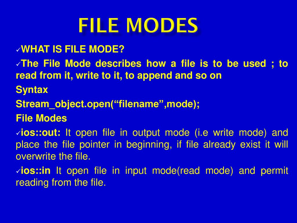 modes of opening a file in c