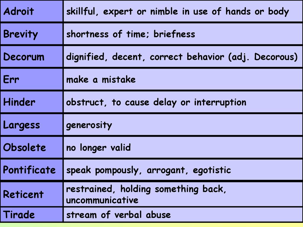 Adroit Brevity Decorum Err Hinder Largess Obsolete Pontificate ppt