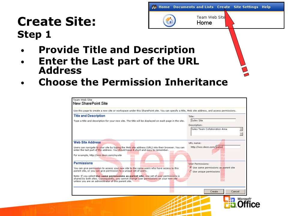 Create Site: Step 2 Select a Template