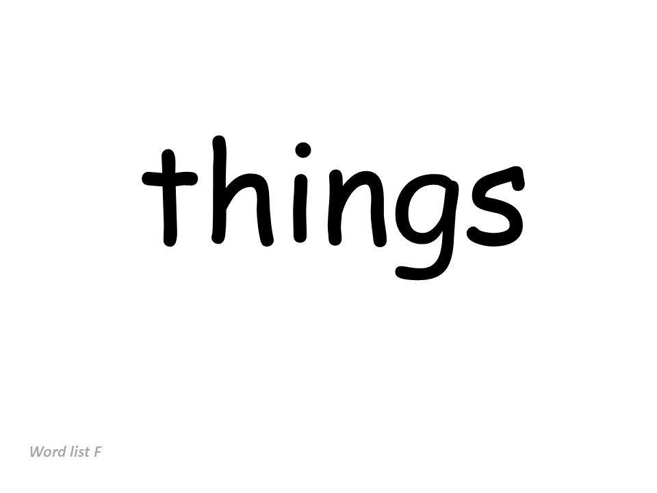 things Word list F