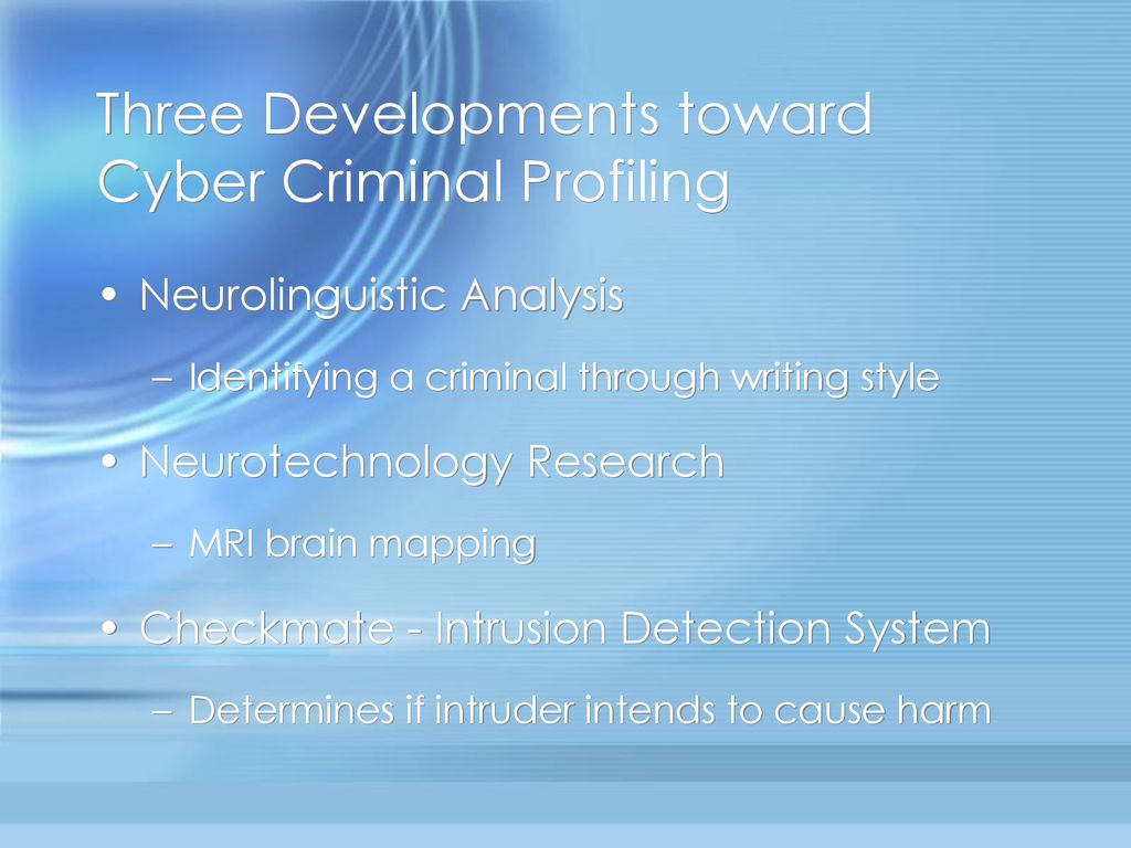 proposed methodology for cyber criminal profiling