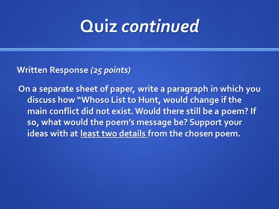 Quiz continued