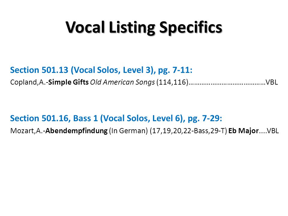 Level 6 nyssma vocal solos locedgw