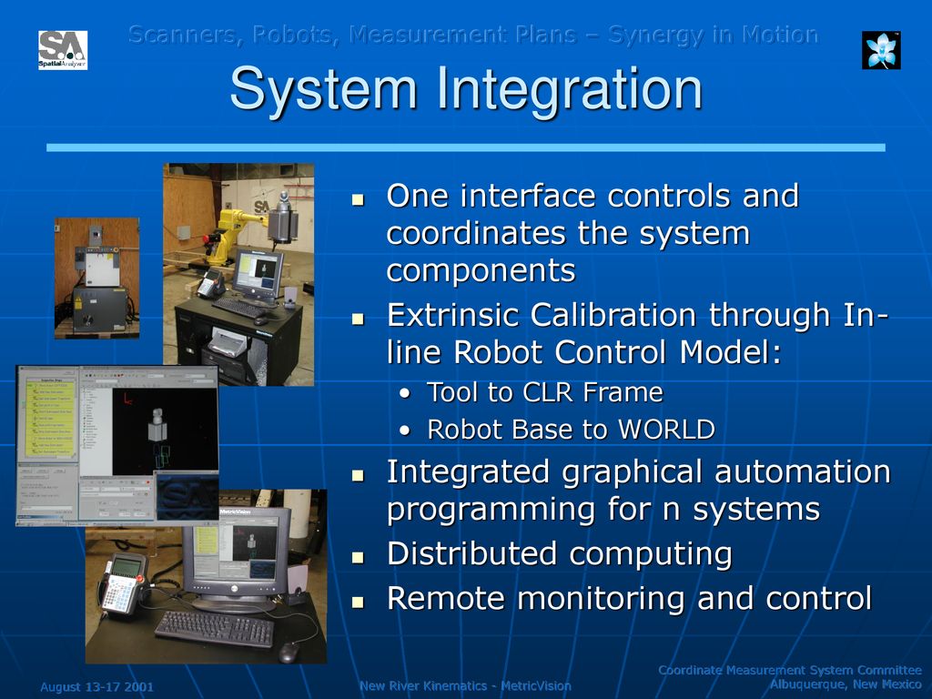 System Integration One interface controls and coordinates the system components. Extrinsic Calibration through In-line Robot Control Model: