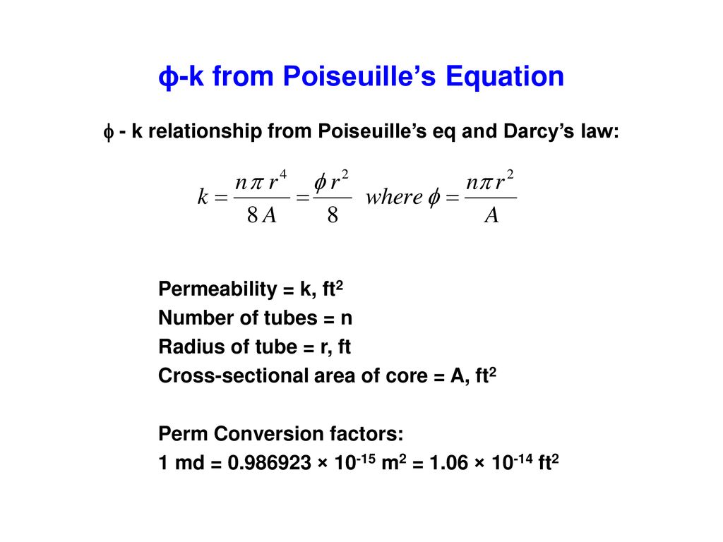 ϕ-k from Poiseuille’s Equation