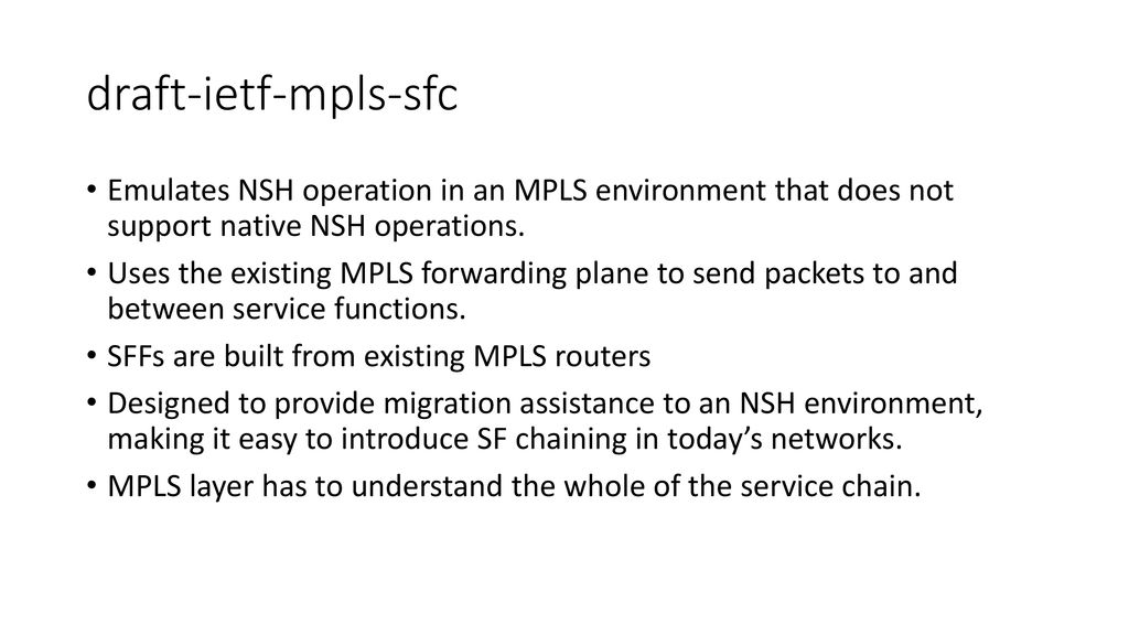 Comparing Draft ietf mpls sfc And Draft malis mpls sfc encapsulation comparing-draft-ietf-mpls-sfc-and-draft-malis-mpls-sfc-encapsulation