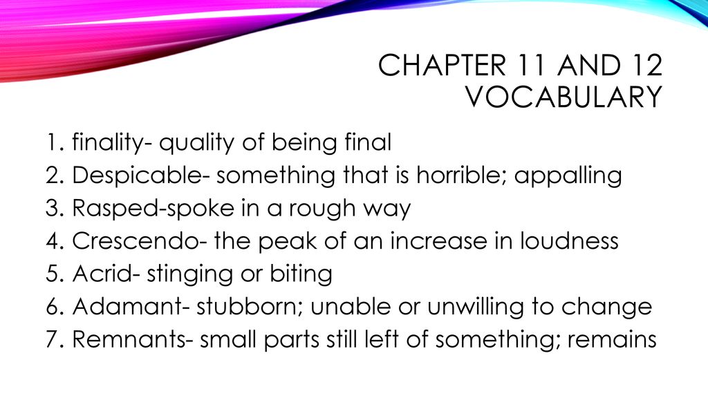 Chapter 11 and 12 vocabulary