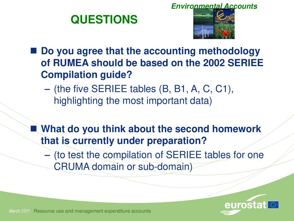 QUESTIONS Do you agree that the accounting methodology of RUMEA should be based on the 2002 SERIEE Compilation guide