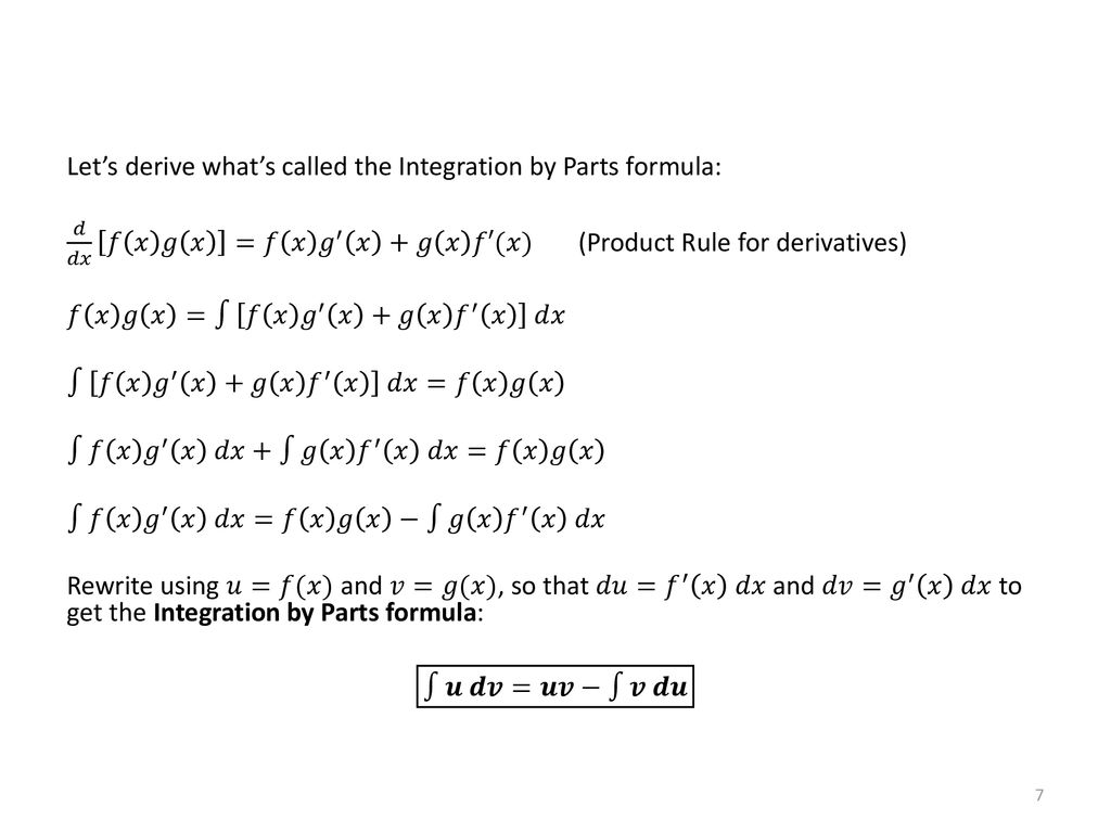 Packet 21 Integration By Parts Ppt Download