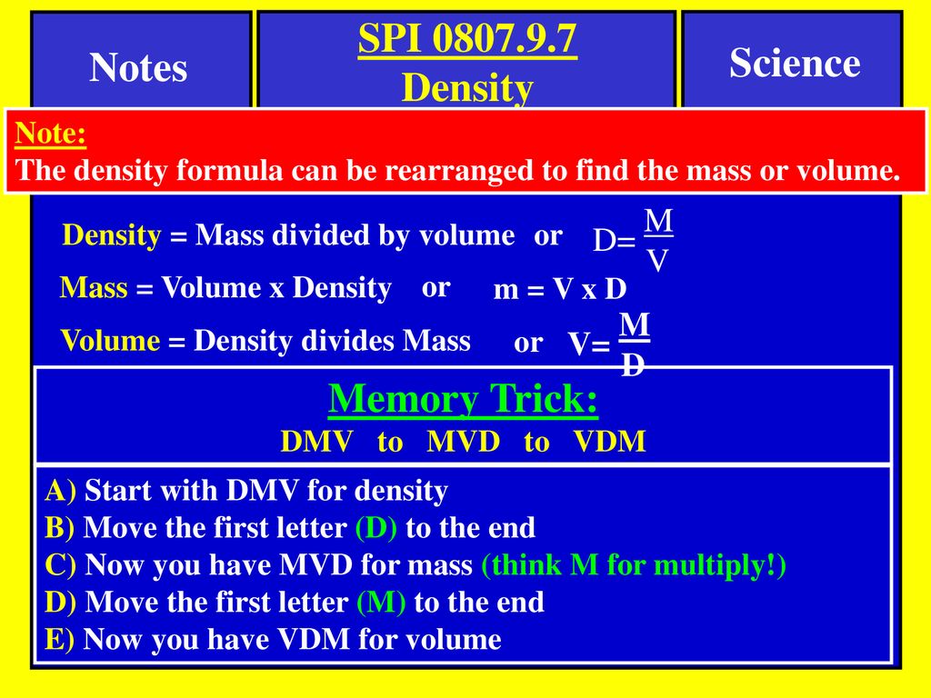 Density notes science tennessee spi objective ppt download