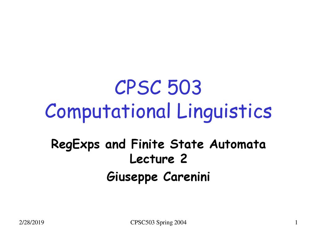 CPSC 503 Computational Linguistics - ppt download